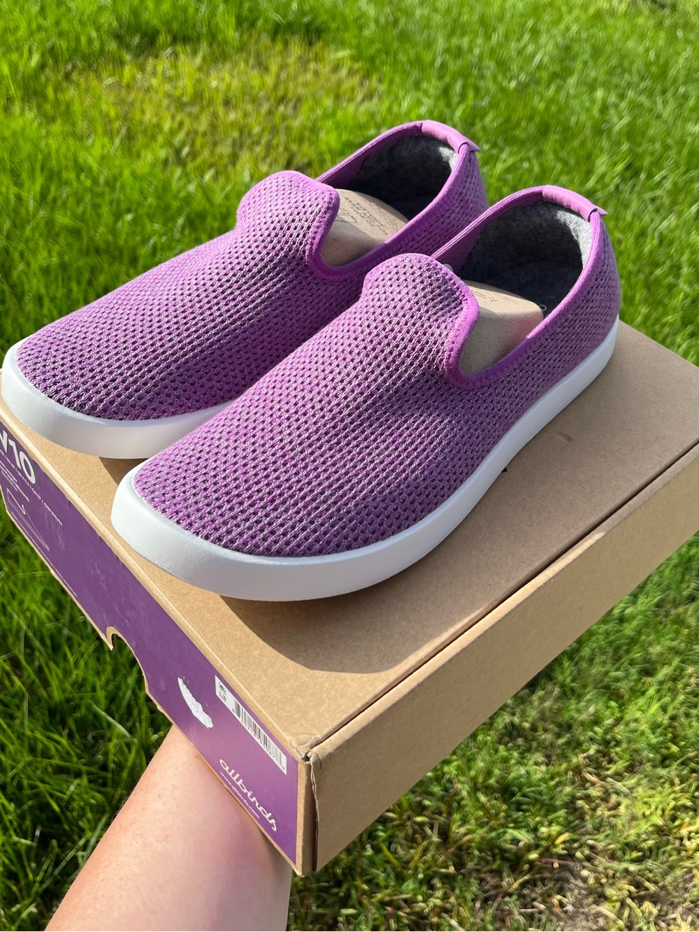New In Box Allbirds Tree Lounger  Women’s Slip-On in Lux Purple Blizzard Size 10
